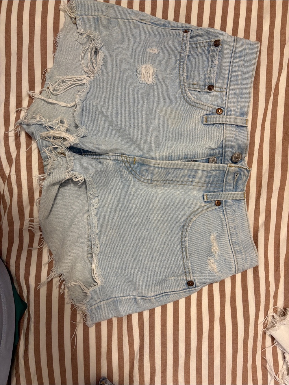 Levi's Light Blue Distressed Jean Shorts